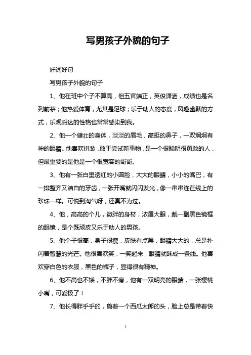 写男孩子外貌的句子