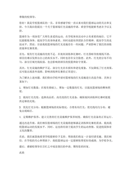 篮球灯光申请书模板