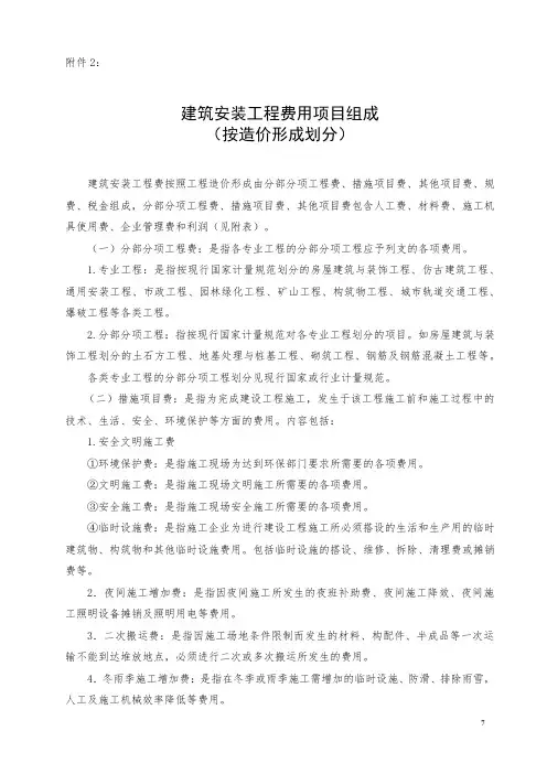 建安费组成(造价形成)