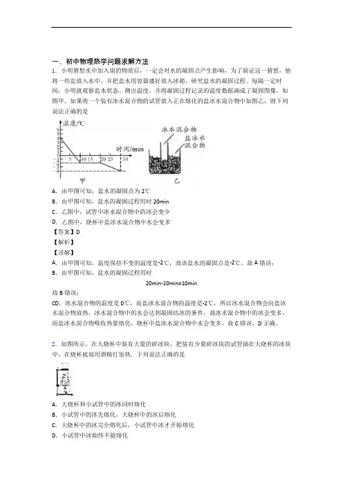 物理 热学问题求解方法 培优练习(含答案)附详细答案