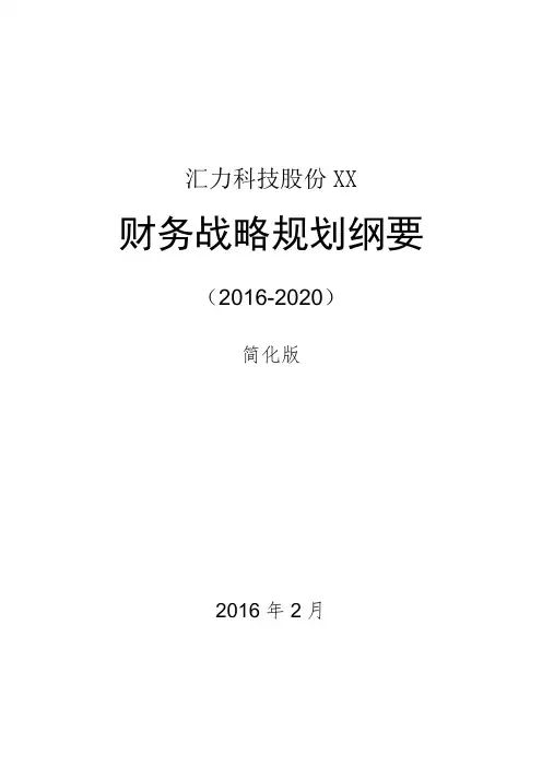 汇力公司财务战略规划纲要 -简化版