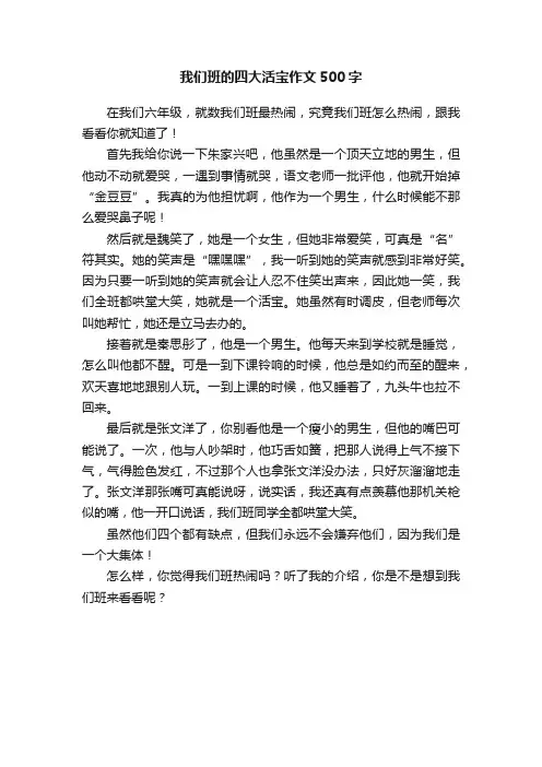 我们班的四大活宝作文500字