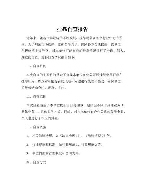 挂靠自查报告