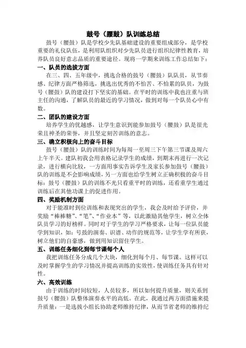 鼓号(腰鼓)队训练总结