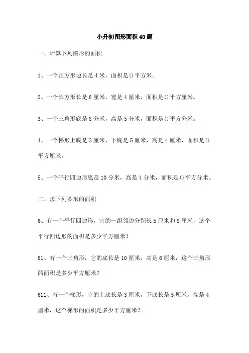 小升初图形面积40题
