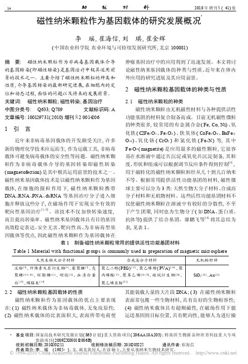 磁性纳米颗粒作为基因载体的研究发展概况