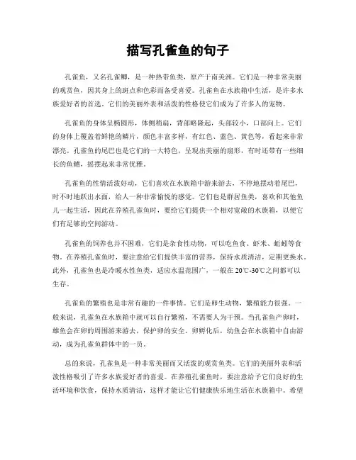 描写孔雀鱼的句子