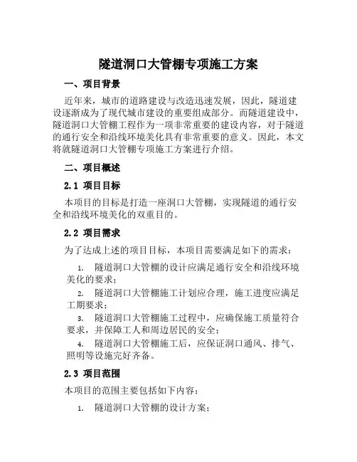 隧道洞口大管棚专项施工方案范本