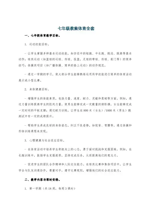 七年级教案体育全套