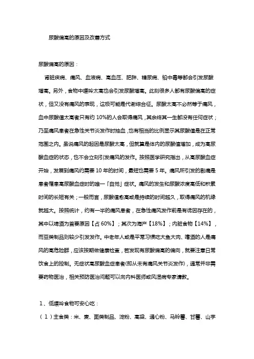尿酸偏高的原因及改善方式