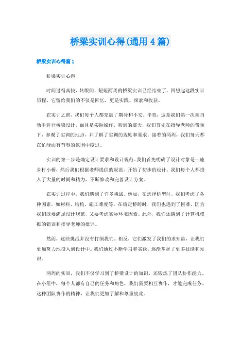 桥梁实训心得(通用4篇)