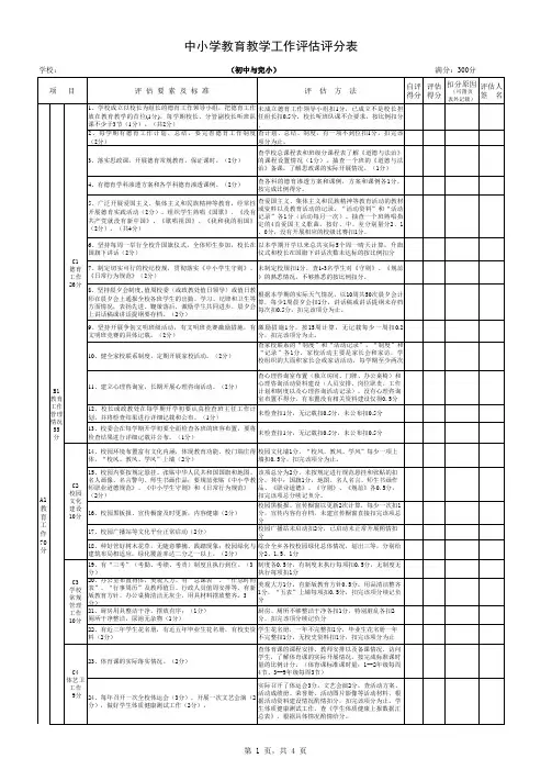 中小学教育教学工作评估评分表