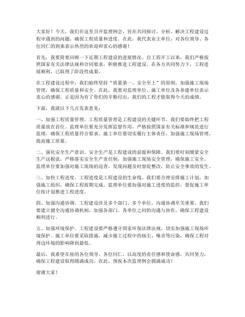 监理例会业主领导发言稿