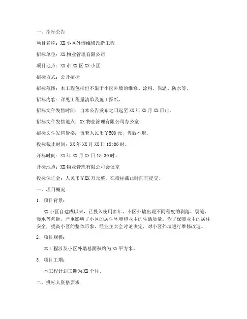 小区外墙招标文件范本