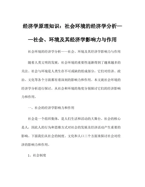 经济学原理知识：社会环境的经济学分析——社会、环境及其经济学影响力与作用