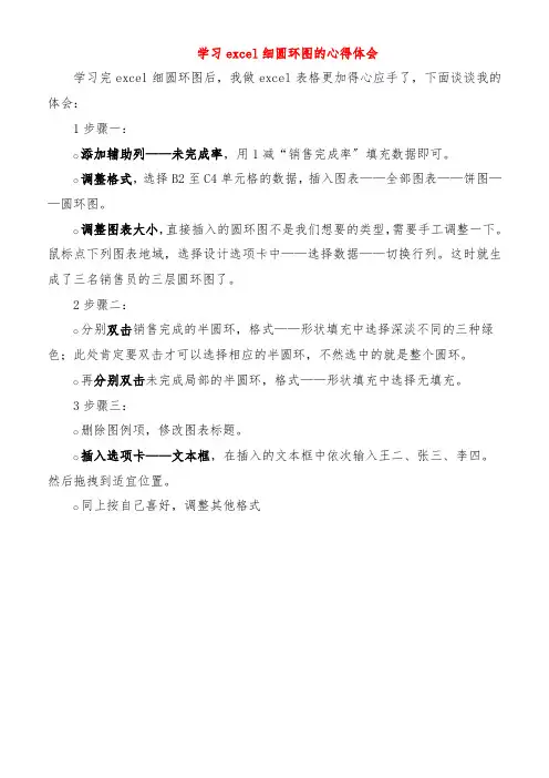 学习excel细圆环图的心得体会
