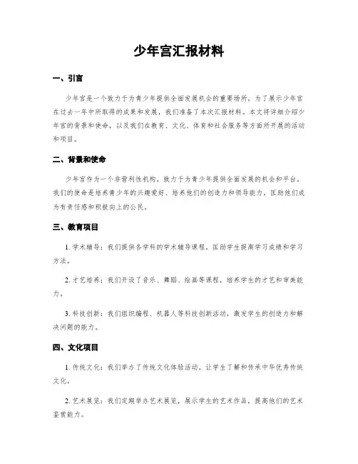 少年宫汇报材料