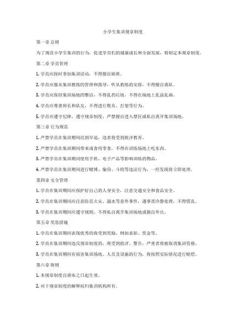 小学生集训规章制度