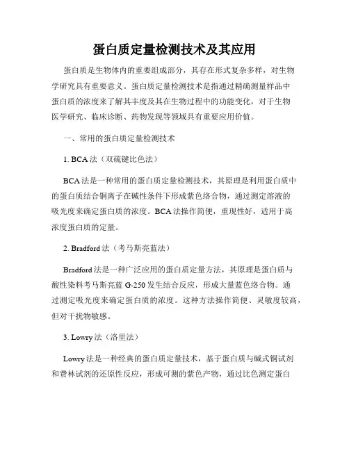 蛋白质定量检测技术及其应用