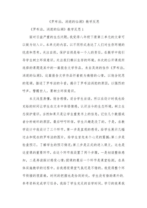 《罗布泊,消逝的仙湖》教学反思