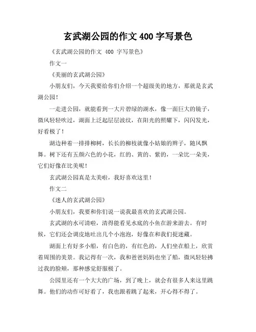 玄武湖公园的作文400字写景色