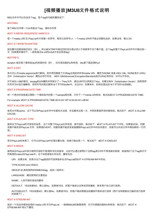[视频播放]M3U8文件格式说明