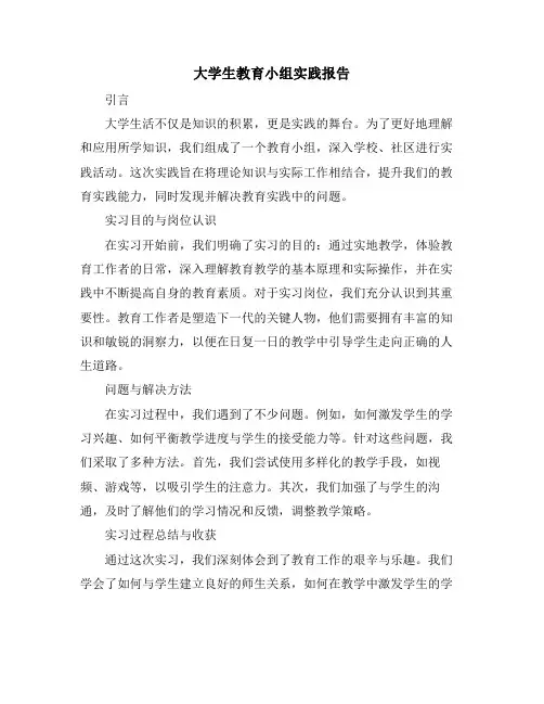 大学生教育小组实践报告