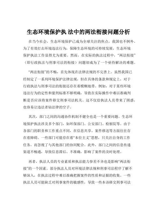 生态环境保护执 法中的两法衔接问题分析