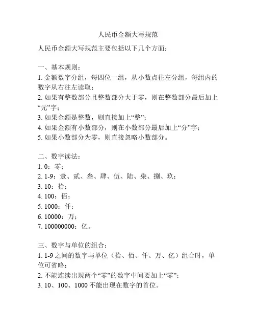 人民币金额大写规范