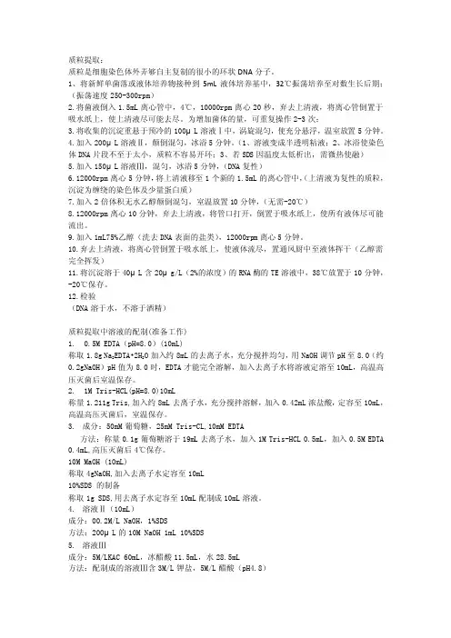 质粒提取方法