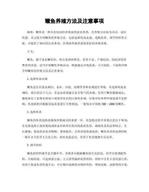 鳜鱼养殖方法及注意事项
