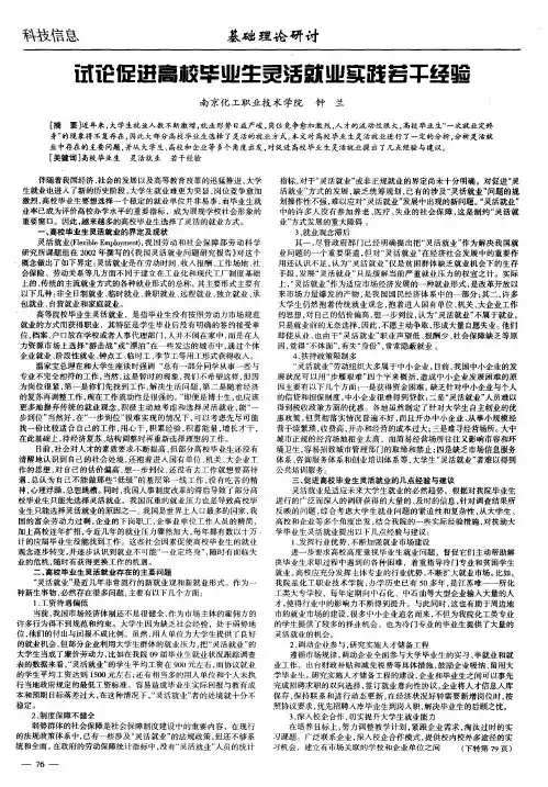 试论促进高校毕业生灵活就业实践若干经验