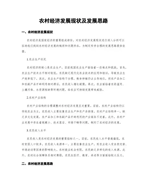 农村经济发展现状及发展思路