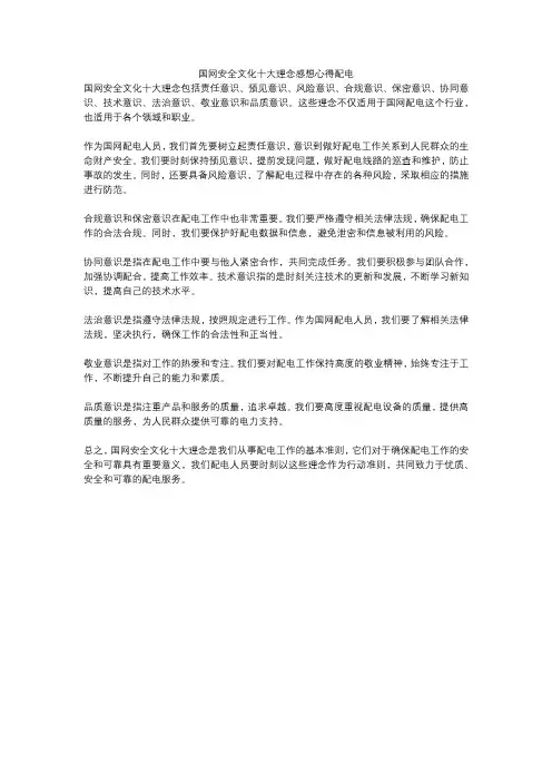 国网安全文化十大理念感想心得配电