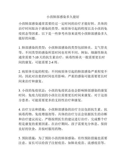 小孩肺部感染多久能好