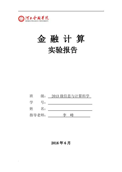 《金融计算》实验报告