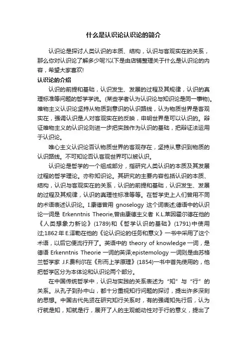 什么是认识论认识论的简介
