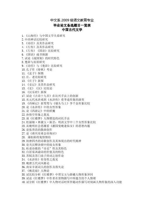 论文选题题目