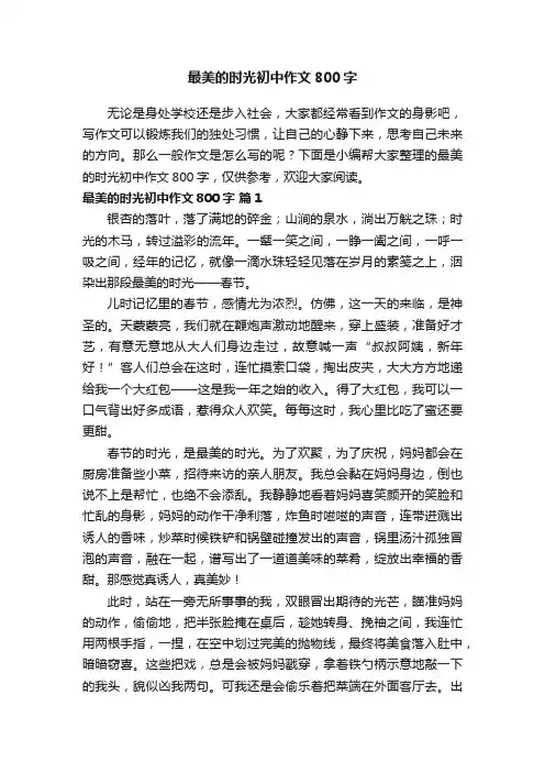 最美的时光初中作文800字（精选45篇）