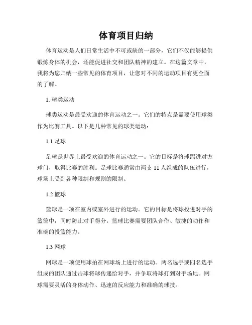 体育项目归纳