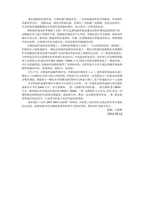 福建三安炼钢 钢包全程底吹