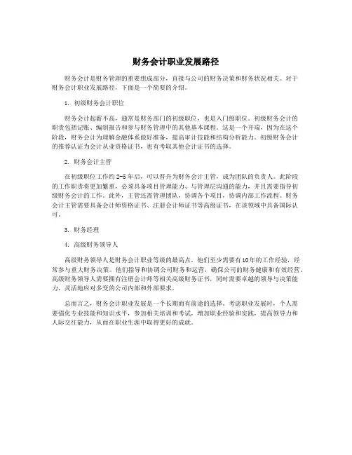 财务会计职业发展路径