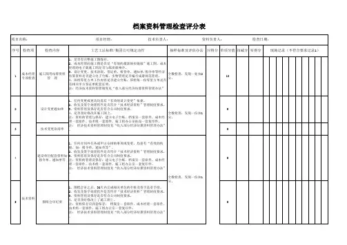 档案资料管理评分表