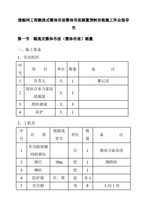 接触网工程载流式整体吊弦整体吊弦测量预制安装施工作业指导书