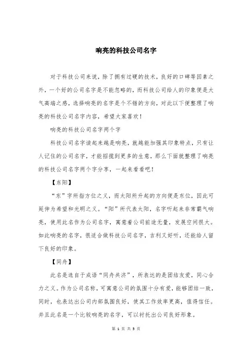 响亮的科技公司名字