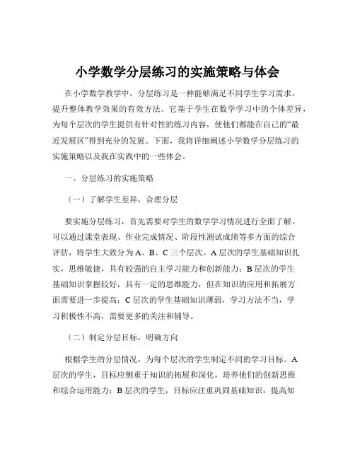 小学数学分层练习的实施策略与体会