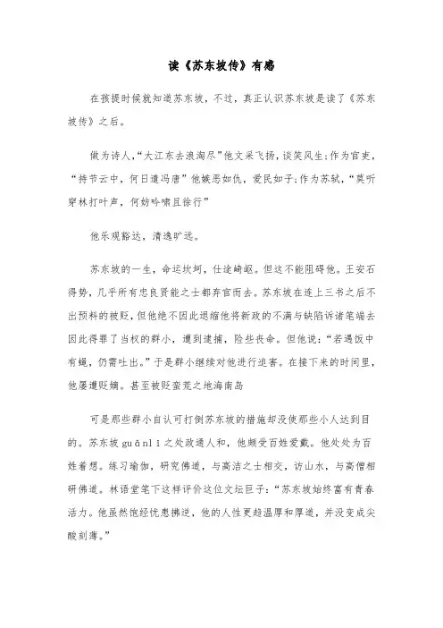 读《苏东坡传》有感（六篇）