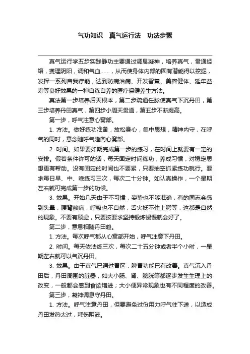 气功知识　真气运行法　功法步骤