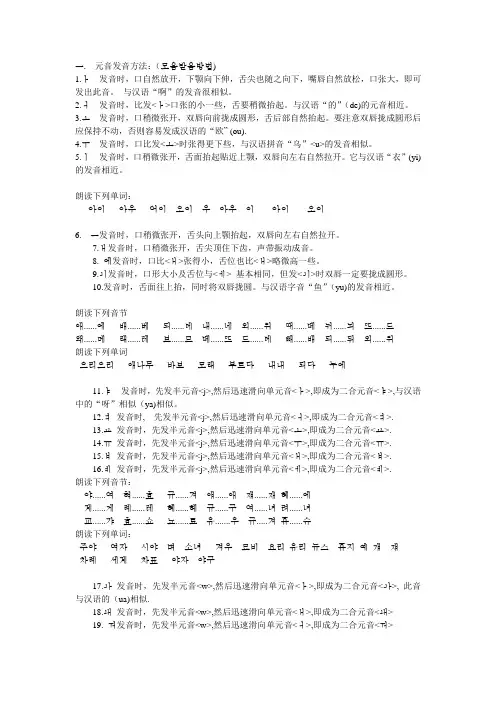 韩语发音方法