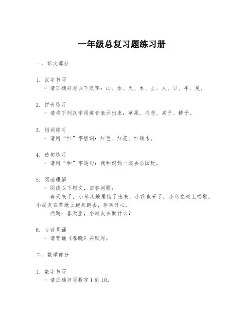 一年级总复习题练习册